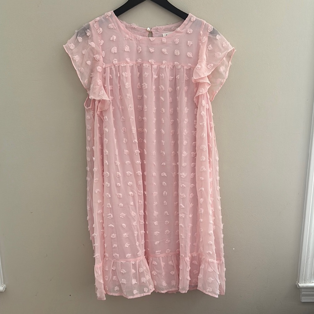 Pink Ruffled Maternity Dress